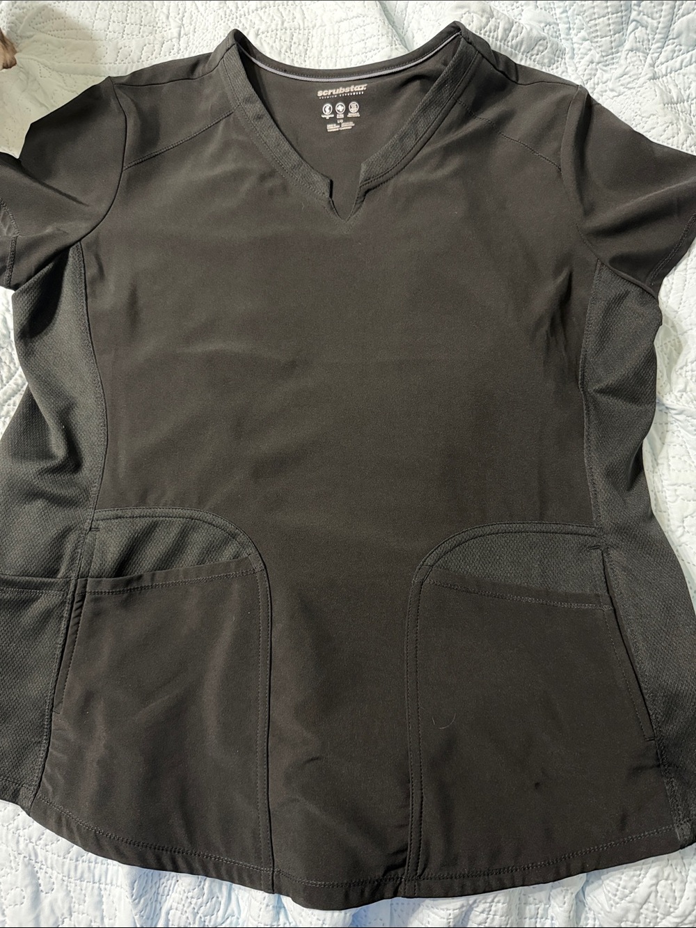 Scrubstar Black V-Neck Short Sleeve Medical Scrub Top